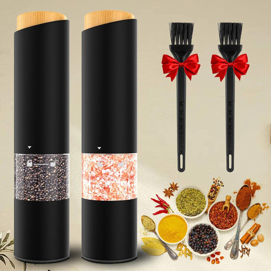 Electric Salt and Pepper Grinder Set - Adjustable Coarseness, Battery-Operated with LED Light, 360° Transparent Design for Kitchen & Outdoor Cooking, Perfect for Home Chefs & Gift Shoppers
