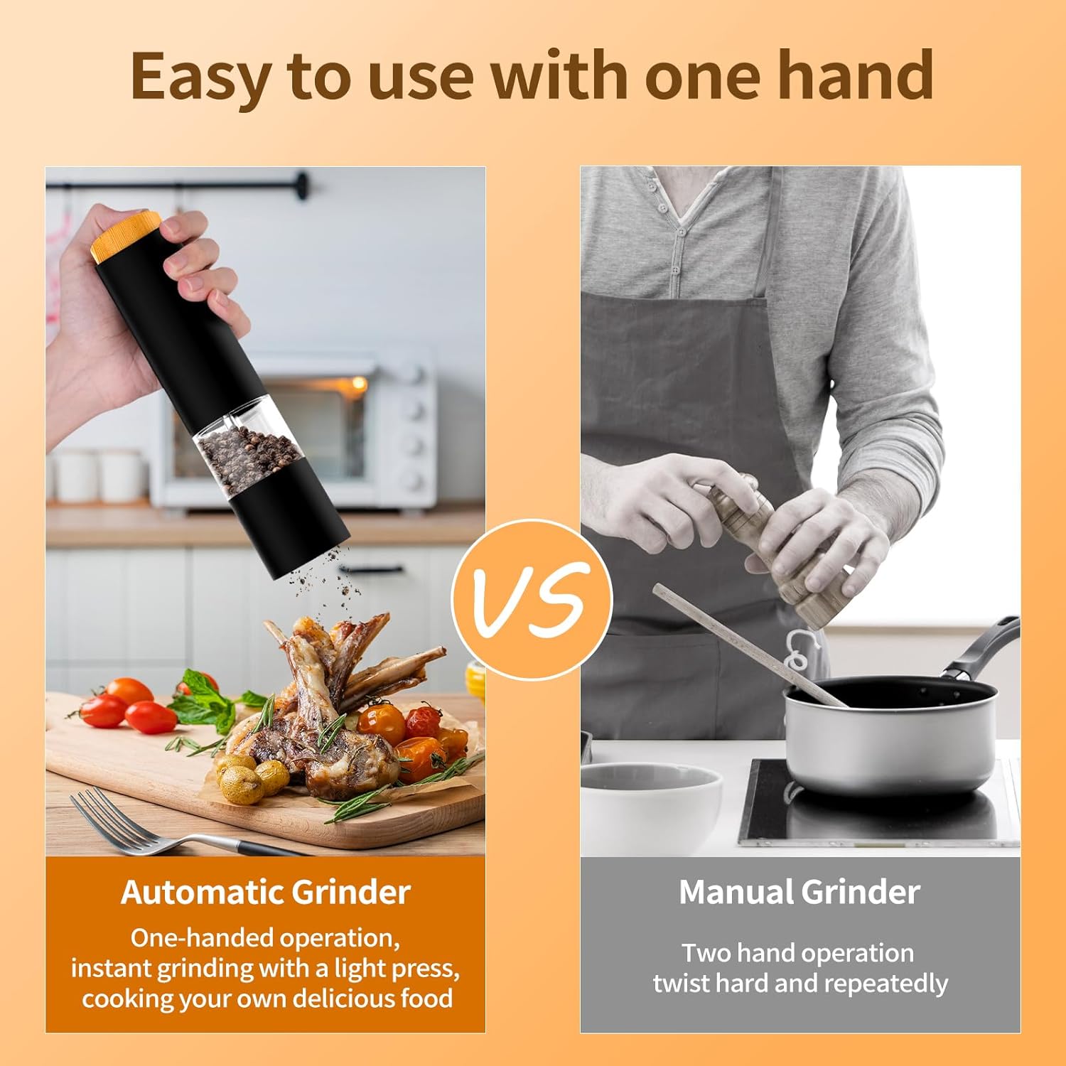 Electric Salt and Pepper Grinder Set - Adjustable Coarseness, Battery-Operated with LED Light, 360° Transparent Design for Kitchen & Outdoor Cooking, Perfect for Home Chefs & Gift Shoppers