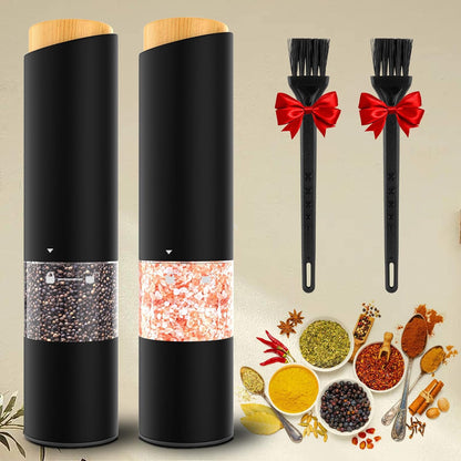 Electric Salt and Pepper Grinder Set - Adjustable Coarseness, Battery-Operated with LED Light, 360° Transparent Design for Kitchen & Outdoor Cooking, Perfect for Home Chefs & Gift Shoppers