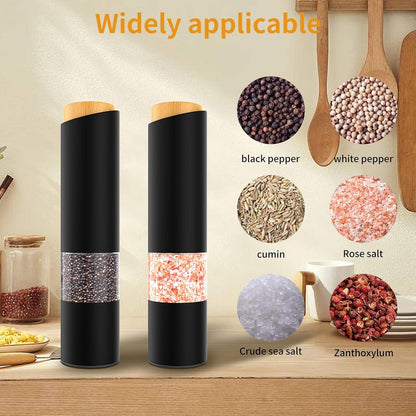 Electric Salt and Pepper Grinder Set - Adjustable Coarseness, Battery-Operated with LED Light, 360° Transparent Design for Kitchen & Outdoor Cooking, Perfect for Home Chefs & Gift Shoppers